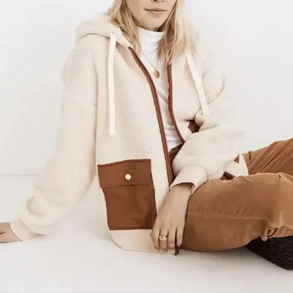 NEW Madewell (Re)sourced‎ Fleece Hooded Zip Jacket, S, NB514 - Picture 2 of 16